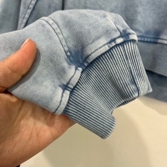 Lazy Sunday Blue Cropped Crewneck Sweatshirt Cotton Long Sleeve Top Sz S - Picture 6 of 8